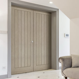 Image: Belize Light Grey Internal Door Pair - Prefinished