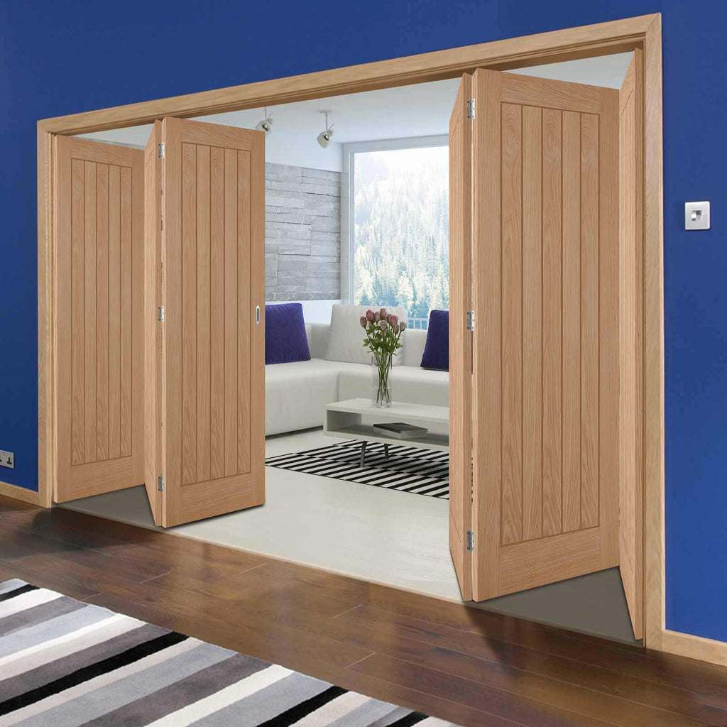 Six Folding Doors & Frame Kit - Belize Oak 3+3 - Unfinished