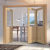 Three Folding Doors & Frame Kit - Belize Oak 2+1 - Silkscreen Etched Glass - Prefinished