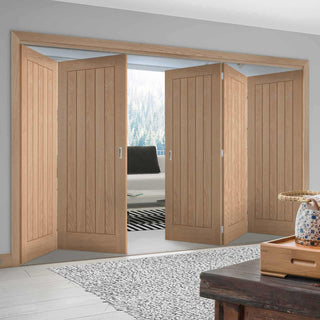 Image: Five Folding Doors & Frame Kit - Belize Oak 3+2 - Unfinished