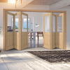Six Folding Doors & Frame Kit - Belize Oak 3+3 - Silkscreen Etched Glass - Prefinished