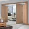 Three Folding Doors & Frame Kit - Belize Oak 2+1 Folding Door - Unfinished