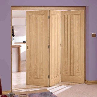 Image: Three Folding Doors & Frame Kit - Belize Oak 3+0 - Unfinished