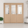 Room Divider - Belize Oak Silkscreen Etched Glass Prefinished Double Doors with Single Side