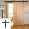 Single Sliding Door & Black Barn Track - Belize Oak Door - Unfinished