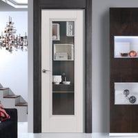 J B Kind White Classic Belton Primed Door - Clear Glass