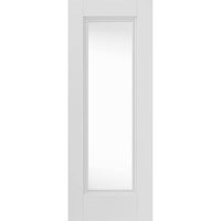 J B Kind White Classic Belton Primed Door Pair - Clear Glass