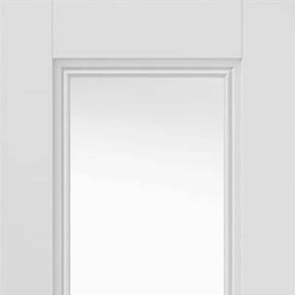 J B Kind White Classic Belton Primed Door - Clear Glass