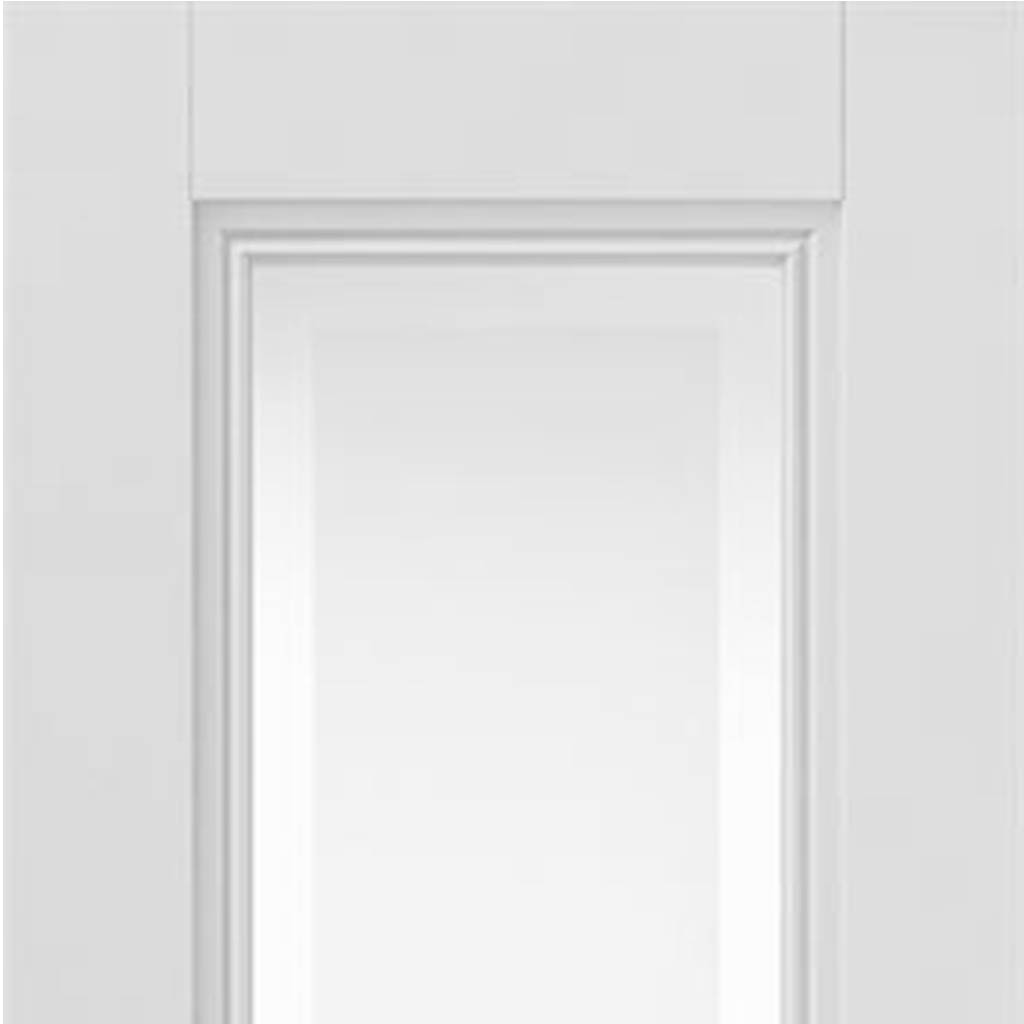 J B Kind White Classic Belton Primed Door Pair - Etched Glass