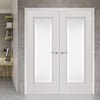 J B Kind White Classic Belton Primed Door Pair - Etched Glass