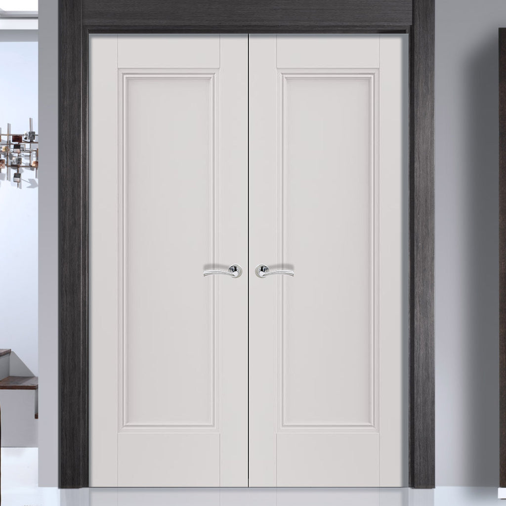 J B Kind White Classic Belton Panel Primed Door Pair