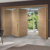 Bespoke Thrufold Portici Oak Flush Folding 3+1 Door - Aluminium Inlay - Prefinished
