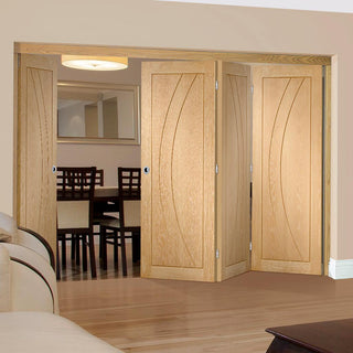 Image: Bespoke Thrufold Salerno Oak Flush Folding 3+1 Door - Prefinished