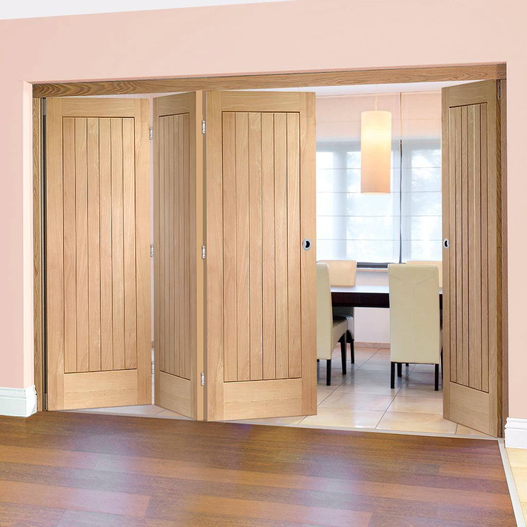 Bespoke Thrufold Suffolk Oak Folding 3+1 Door - Vertical Lining - Prefinished