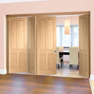 Image: Bespoke Thrufold Victorian 4P Oak Shaker Folding 3+1 Door