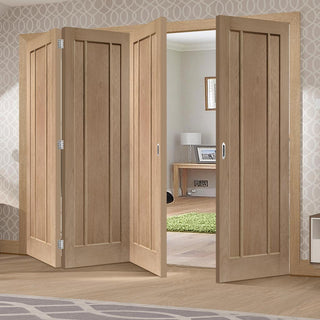 Image: Bespoke Thrufold Worcester Oak 3 Panel Folding 3+1 Door