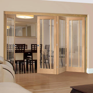 Image: Bespoke Thrufold Worcester Oak 3 Pane Glazed Folding 3+1 Door