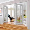 Bespoke Thrufold Worcester White Primed 3L Folding 3+1 Door - Clear Glass