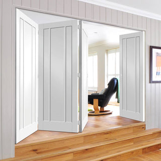 Image: Bespoke Thrufold Worcester White Primed 3P Folding 3+1 Door