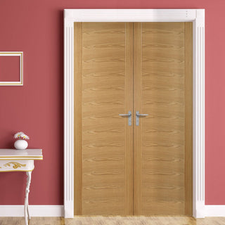 Image: LPD Joinery Bespoke Fire Door Pair, Vancouver Oak 5P Flush Pair - 1/2 Hour Fire Rated - Prefinished