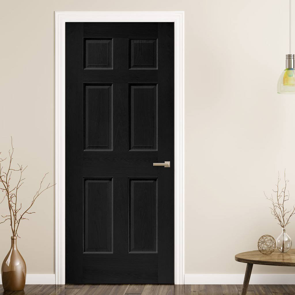 Prefinished Bespoke Colonial Oak 6 Panel Fire Door - No Raised Mouldings - Choose Your Colour