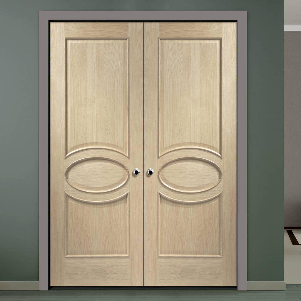 Prefinished Bespoke Calabria Oak Door Pair - Raised Mouldings - Choose Your Colour