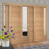 Bespoke Thruslide Carini 7 Panel Oak Flush Door - 4 Sliding Doors and Frame Kit - Prefinished