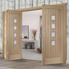Bespoke Thrufold Contemporary Suffolk Oak 4 Pane Glazed Folding 2+1 Door