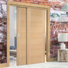 Bespoke Thruslide Forli Oak Flush - 2 Sliding Doors and Frame Kit - Aluminium Inlay - Prefinished