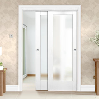 Image: Bespoke Thruslide Pattern 10 1 Pane Glazed - 2 Sliding Doors and Frame Kit - White Primed