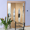 Bespoke Thruslide Pesaro Oak Glazed - 2 Sliding Doors and Frame Kit