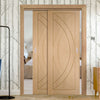 Bespoke Thruslide Treviso Oak Flush - 2 Sliding Doors and Frame Kit