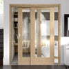 Bespoke Thruslide Pattern 10 1 Pane Shaker Oak Glazed - 2 Sliding Doors and Frame Kit