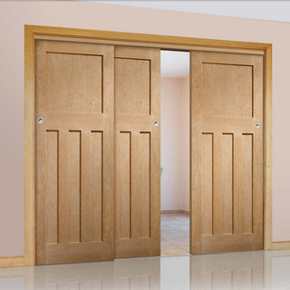 Image: Bespoke Thruslide DX 1930'S Oak - 3 Sliding Doors and Frame Kit - Prefinished