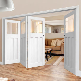 Image: Bespoke Thrufold DX 1930's White Primed Glazed Folding 3+1 Door