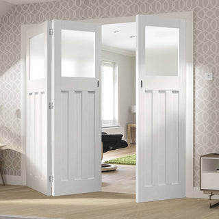 Image: Bespoke Thrufold DX 1930's White Primed Glazed Folding 2+1 Door