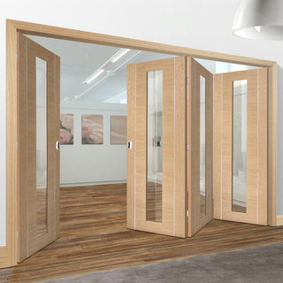 Image: Bespoke Thrufold Forli Oak Glazed Folding 3+1 Door - Aluminium Inlay - Prefinished