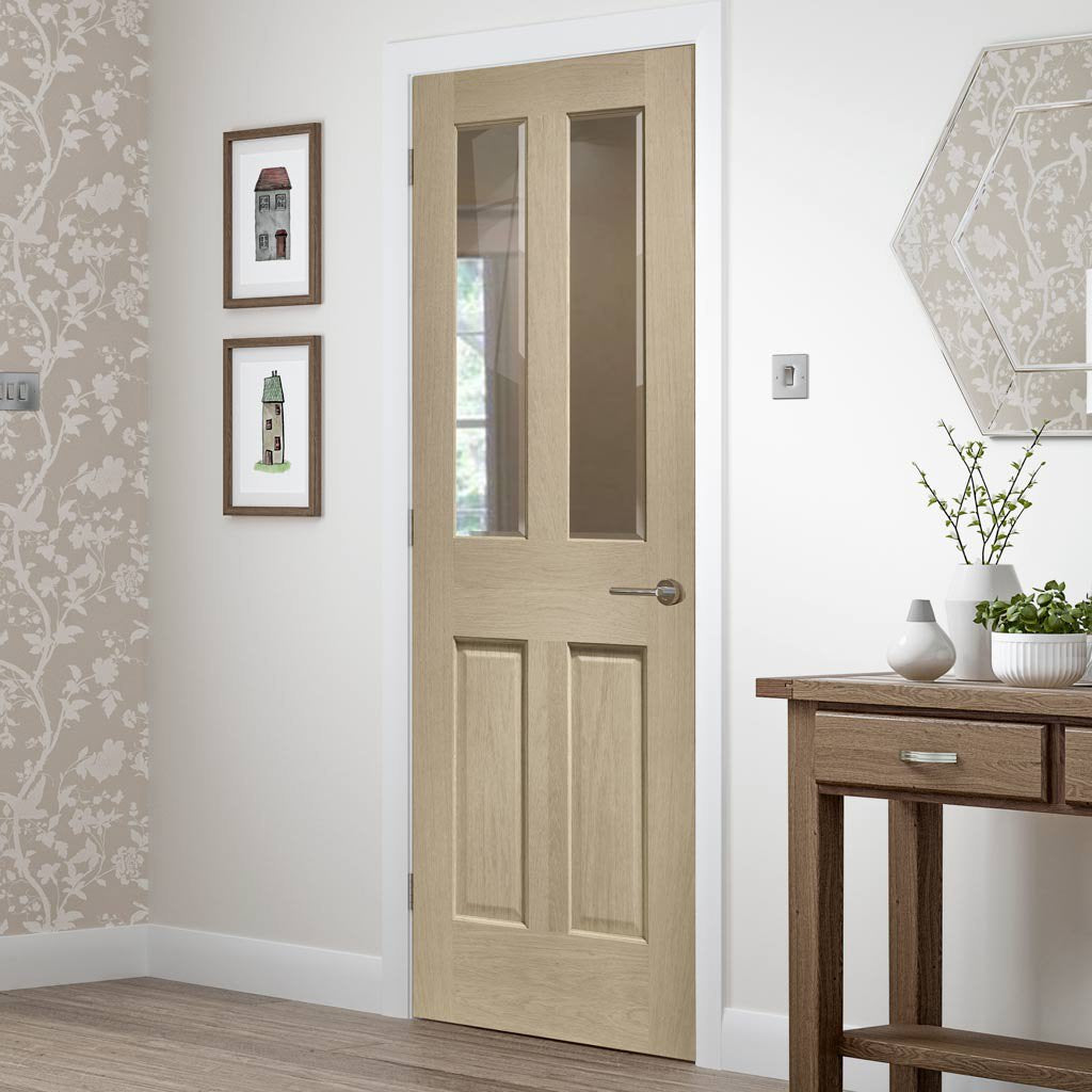Prefinished Bespoke Malton Oak Door, No Raised Mouldings - Clear Glass - Choose Your Colour