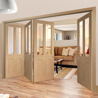 Image: Bespoke Thrufold Malton Oak Shaker 2P & 2L Glazed Folding 3+1 Door