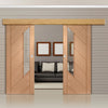 Bespoke Thruslide Surface Monza Oak Glazed - Sliding Double Door and Track Kit