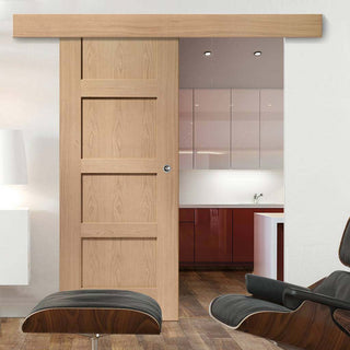 Image: Bespoke Thruslide Surface Shaker Oak 4 Panel - Sliding Door and Track Kit