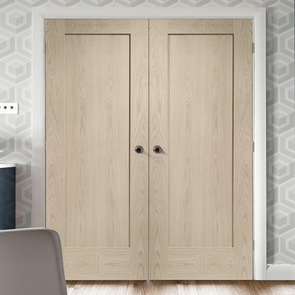 Prefinished Bespoke Pattern 10 Oak 1 Panel Door Pair - Choose Your Colour