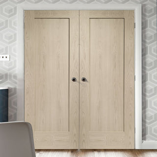 Image: Prefinished Bespoke Pattern 10 Oak 1 Panel Door Pair - Choose Your Colour