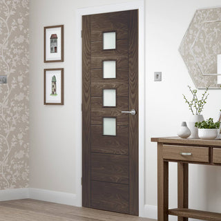 Image: Prefinished Bespoke Palermo Oak Fire Door - Obscure Glass - Choose Your Colour