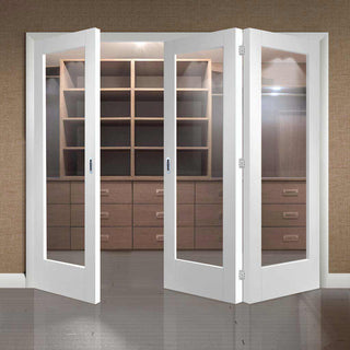 Image: Three Folding Doors & Frame Kit - Pattern 10 2+1 - Clear Glass - White Primed