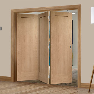 Image: Bespoke Thrufold Pattern 10 Oak 1 Panel Folding 3+0 Door