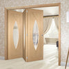 Bespoke Thrufold Pesaro Oak Glazed Folding 3+0 Door - Prefinished