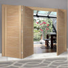Bespoke Thrufold Portici Oak Flush Folding 2+1 Door - Aluminium Inlay - Prefinished