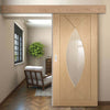 Bespoke Thruslide Surface Pesaro Oak Glazed - Sliding Door and Track Kit - Prefinished