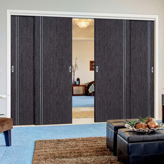 Image: Bespoke Thruslide Ash Grey Zanzibar Door - 4 Sliding Doors and Frame Kit - Prefinished